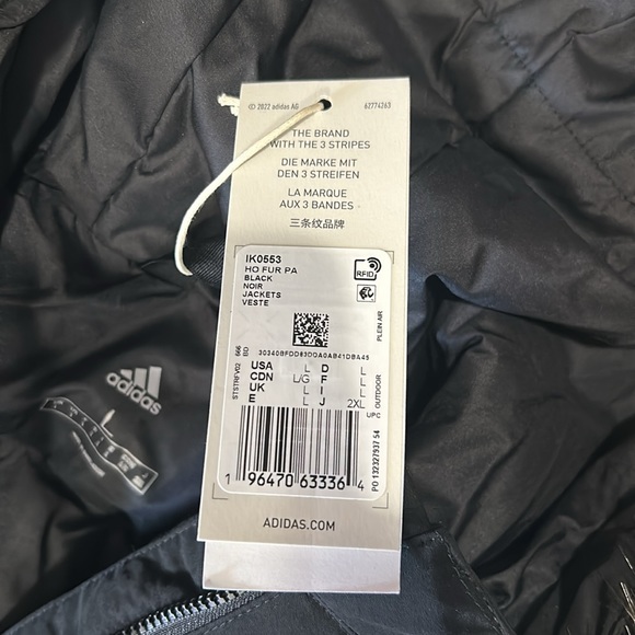 Adidas winter coat / jacket fur hood size LARGE BNWT parka - Picture 4 of 7